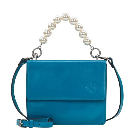 Patricia Nash VEOLIA Pearl Handle Turquoise Leather Crossbody - Picture 2 of 10